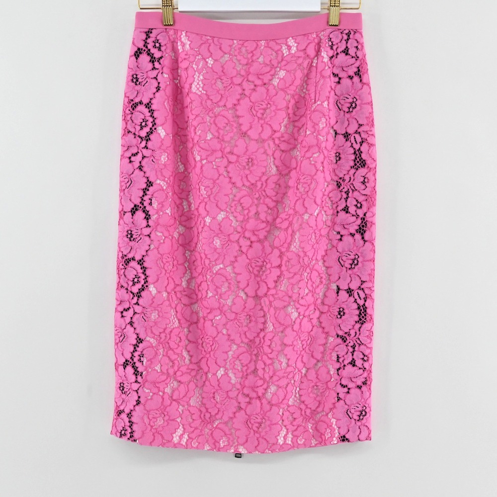 N21 Pink Lace Pencil Skirt Womens Size 44 IT Medium Midi Zip Back Made in Italy